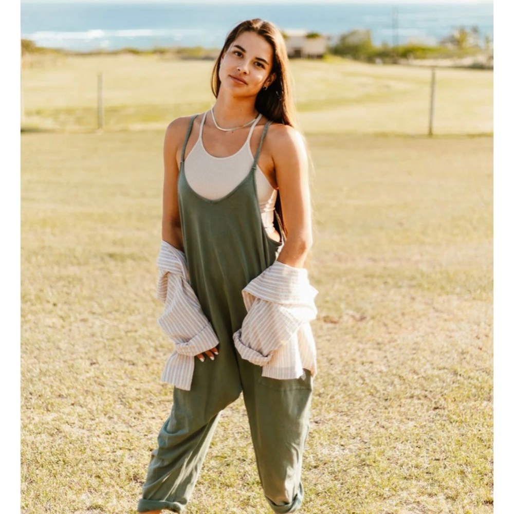 NWOT Free people hot shot onesie in lush pine color